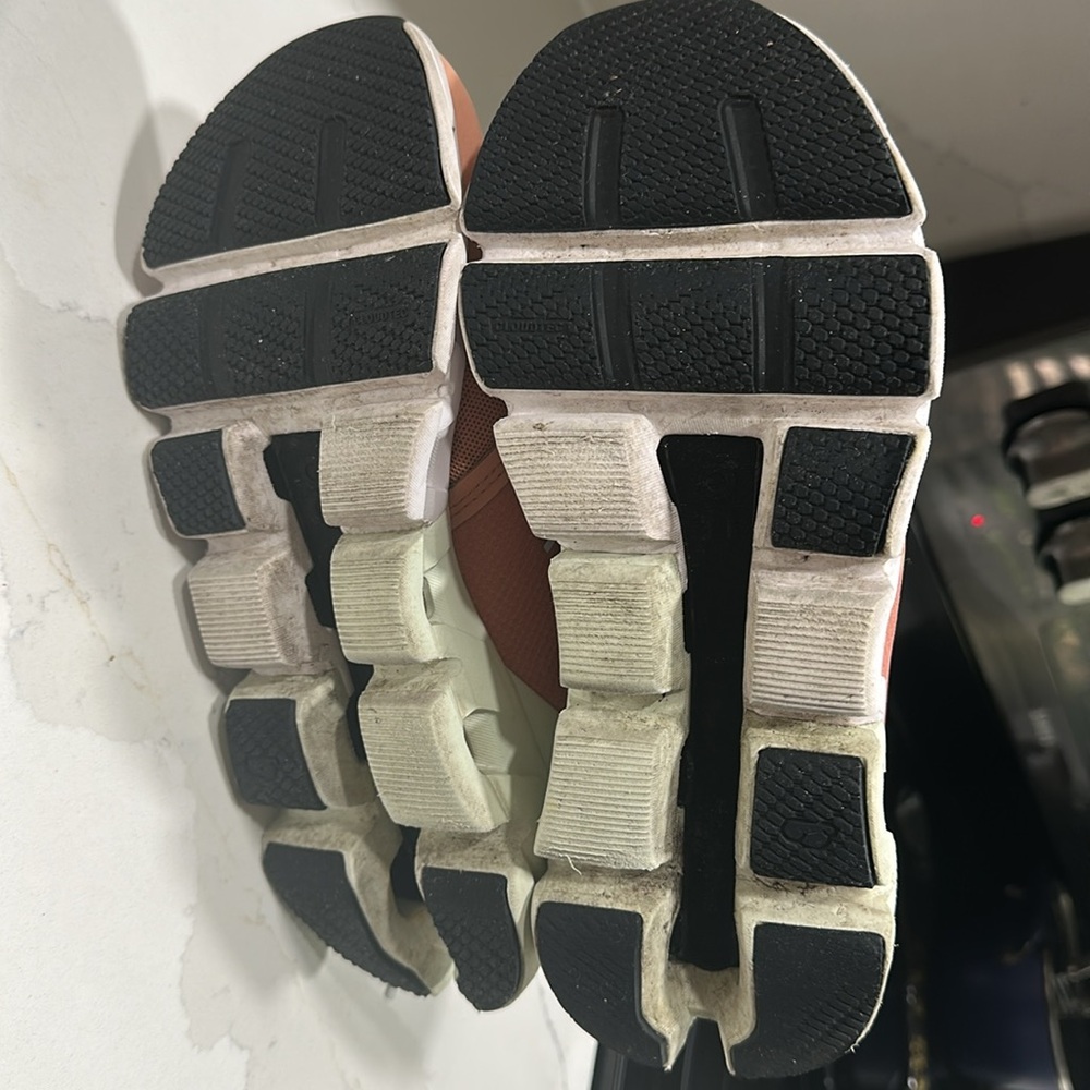 On Running Peach and White Women's Sneakers - Picture 10 of 10